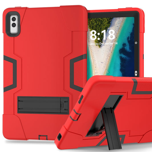 Kickstand Tablet Case for Lenovo Tab M10 5G , Robot Style Dual Color Silicone + PC Anti-drop Cover - Red / Black