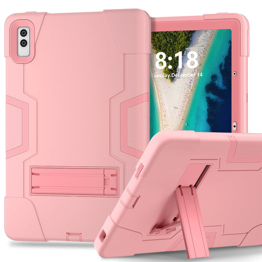 Kickstand Tablet Case for Lenovo Tab M10 5G , Robot Style Dual Color Silicone + PC Anti-drop Cover - Rose Gold