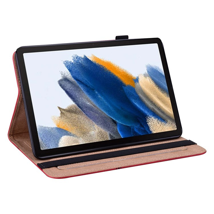 For Samsung Galaxy Tab A9 Cover PU Leather Stand Shell Card Holder Tablet Case - Red