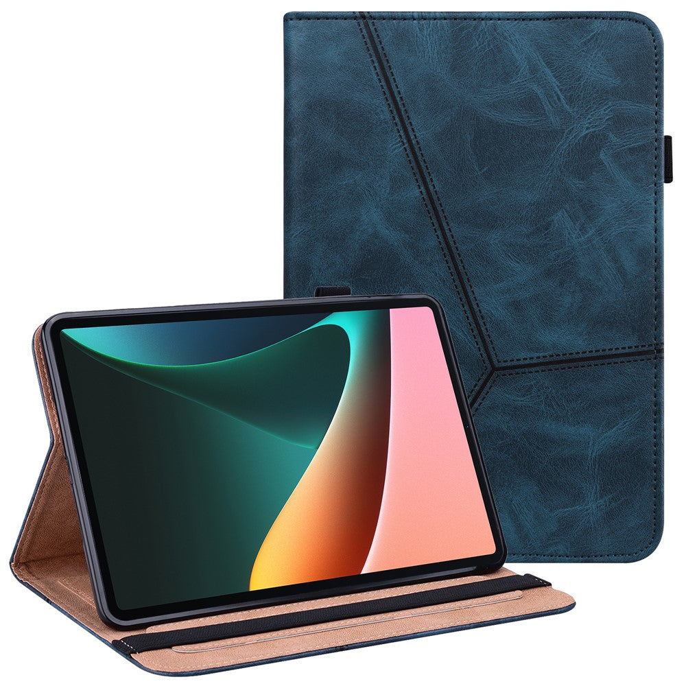 For Lenovo Xiaoxin Pad Pro 12.7 inch PU Leather Case Stand Card Holder Tablet Cover - Blue