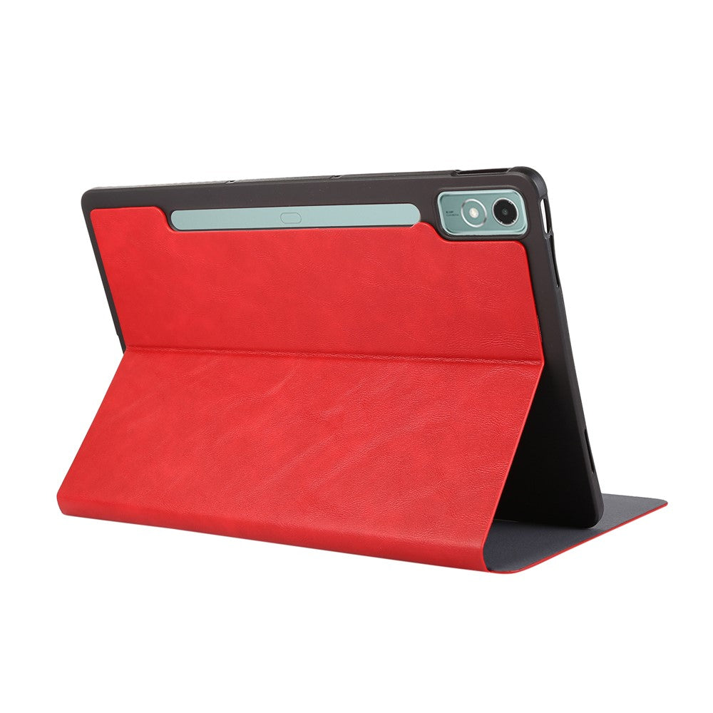 For Lenovo Xiaoxin Pad Pro 12.7 inch Case Shockproof PU Leather Flip Tablet Cover with Stand - Red