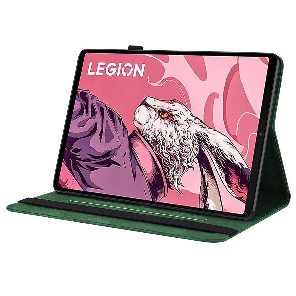 For Lenovo Legion Y700 (2023) / Tab Gen 2 Case PU Leather Imprinted Card Holder Stand Tablet Cover - Green