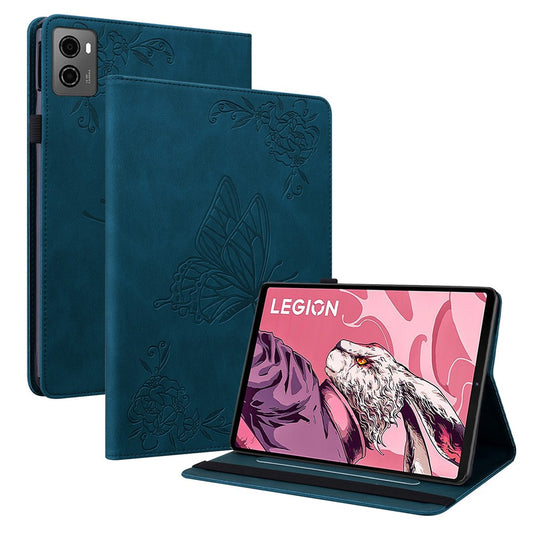For Lenovo Legion Y700 (2023) / Tab Gen 2 Case PU Leather Imprinted Card Holder Stand Tablet Cover - Dark Blue