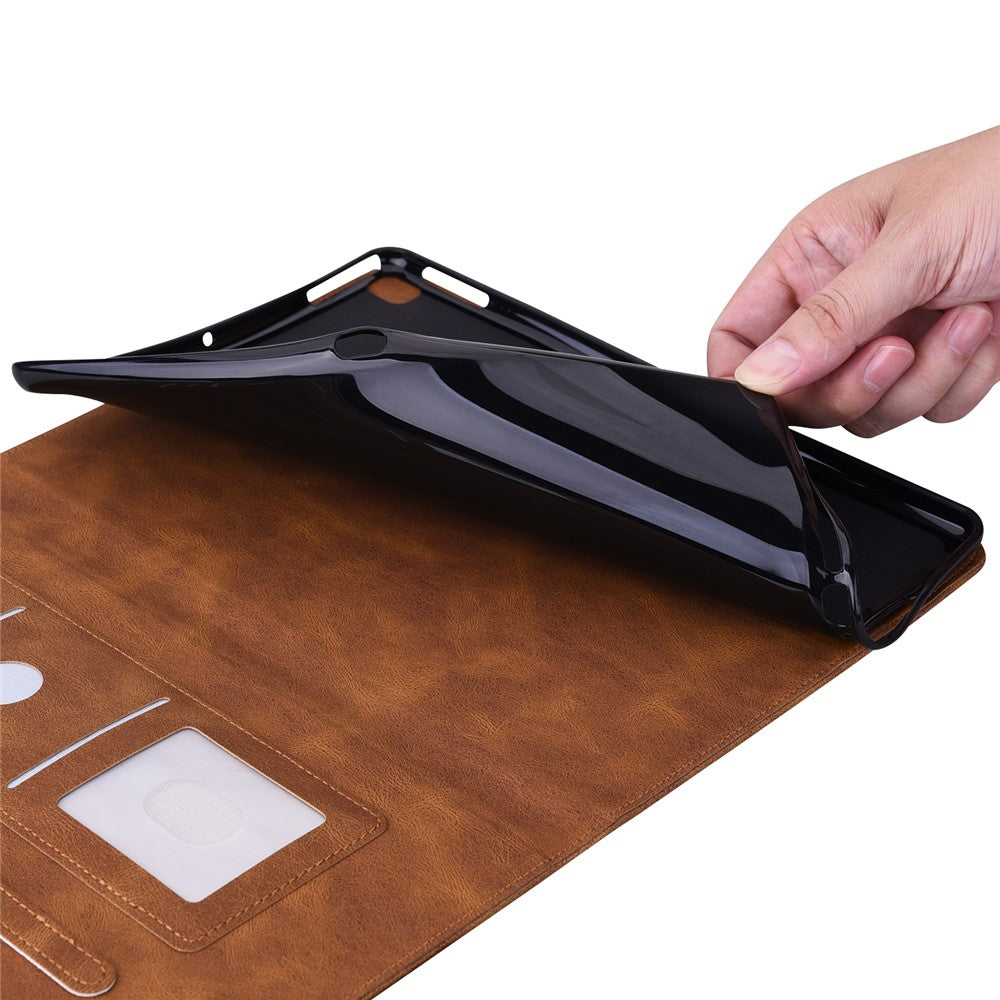 For Lenovo Legion Y700 (2023) / Tab Gen 2 Case PU Leather Imprinted Card Holder Stand Tablet Cover - Brown