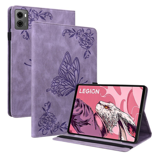 For Lenovo Legion Y700 (2023) / Tab Gen 2 Case PU Leather Imprinted Card Holder Stand Tablet Cover - Purple