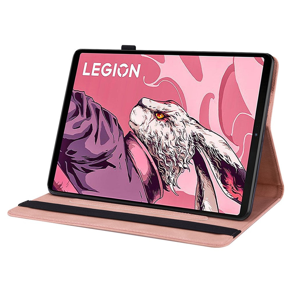 For Lenovo Legion Y700 (2023) / Tab Gen 2 Case PU Leather Imprinted Card Holder Stand Tablet Cover - Pink