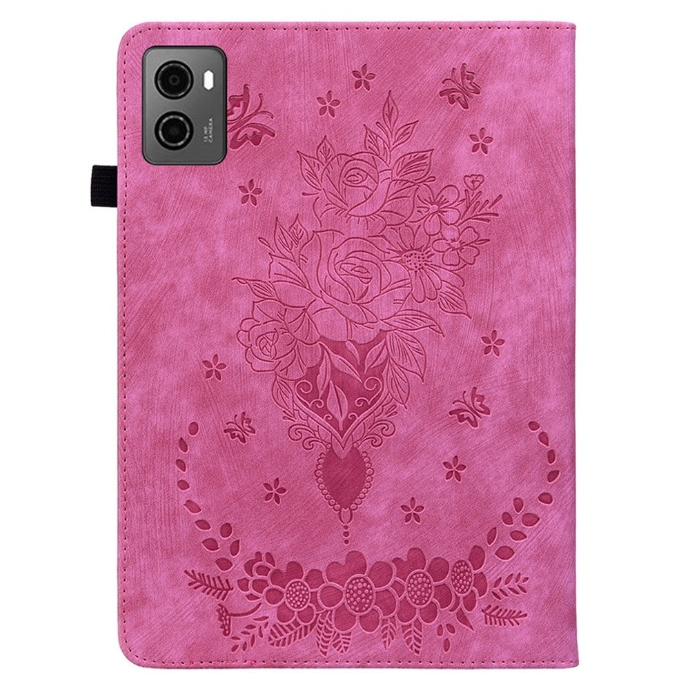 For Lenovo Legion Y700 (2023) / Tab Gen 2 Leather Case Butterfly Rose Imprint Card Slots Tablet Cover - Rose