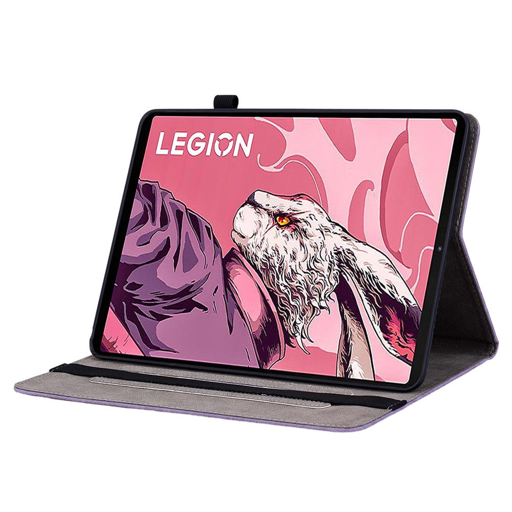 For Lenovo Legion Y700 (2023) / Tab Gen 2 Leather Case Butterfly Rose Imprint Card Slots Tablet Cover - Purple