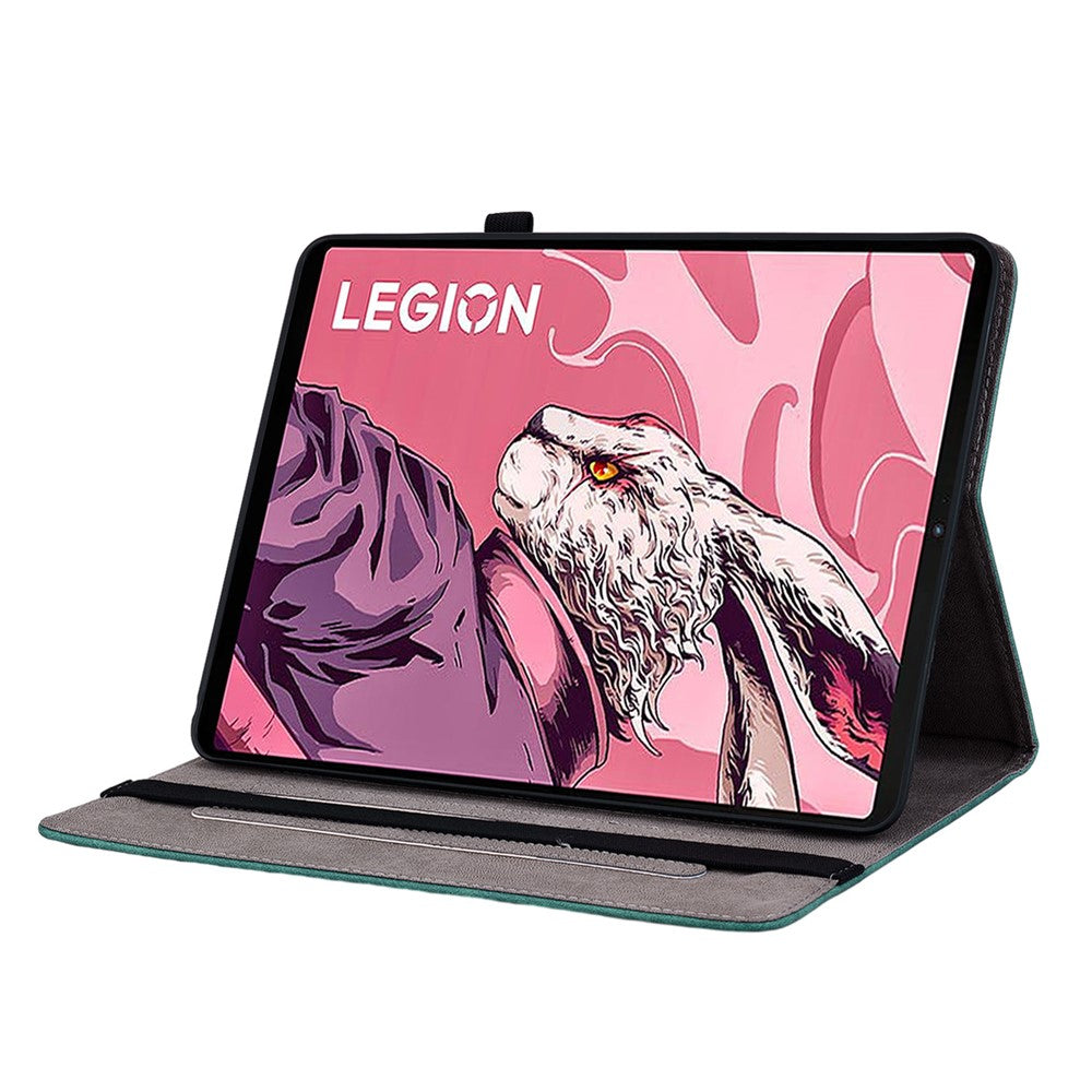 For Lenovo Legion Y700 (2023) / Tab Gen 2 Leather Case Butterfly Rose Imprint Card Slots Tablet Cover - Green
