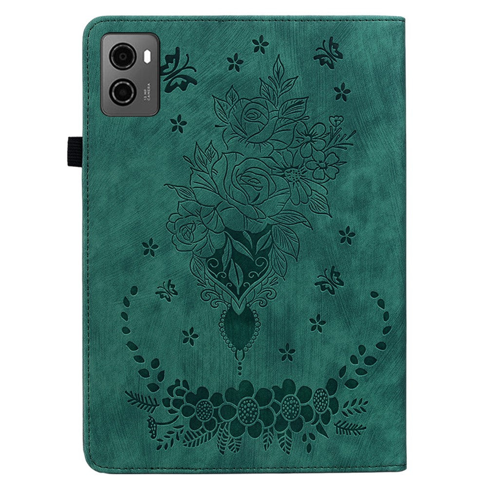 For Lenovo Legion Y700 (2023) / Tab Gen 2 Leather Case Butterfly Rose Imprint Card Slots Tablet Cover - Green
