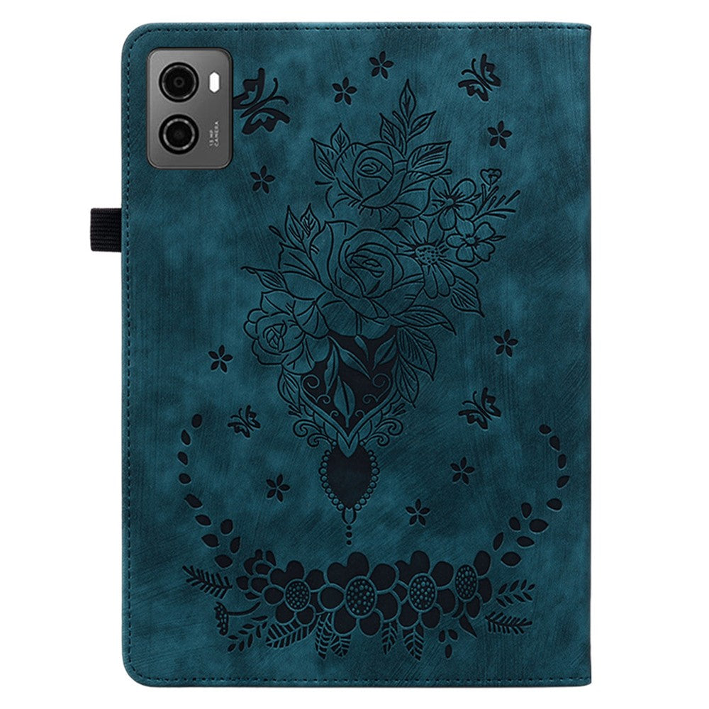 For Lenovo Legion Y700 (2023) / Tab Gen 2 Leather Case Butterfly Rose Imprint Card Slots Tablet Cover - Blue