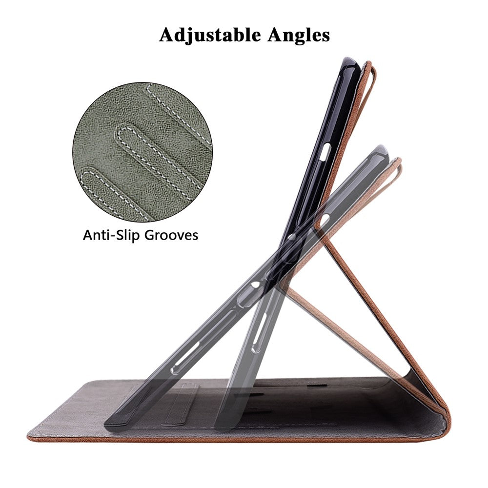 For Lenovo Tab P12 Leather Case Cute Tiger Imprinted PU Leather Card Holder Tablet Cover - Brown