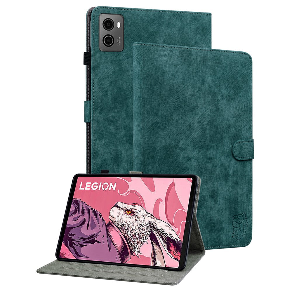 For Lenovo Legion Y700 (2023) / Tab Gen 2 Cover Imprinted Stand PU Leather Card Holder Tablet Case - Green