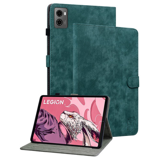 For Lenovo Legion Y700 (2023) / Tab Gen 2 Cover Imprinted Stand PU Leather Card Holder Tablet Case - Green