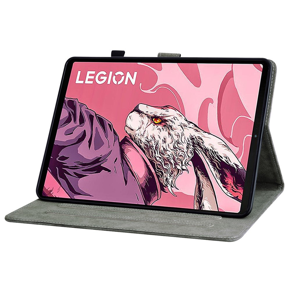 For Lenovo Legion Y700 (2023) / Tab Gen 2 Cover Imprinted Stand PU Leather Card Holder Tablet Case - Grey
