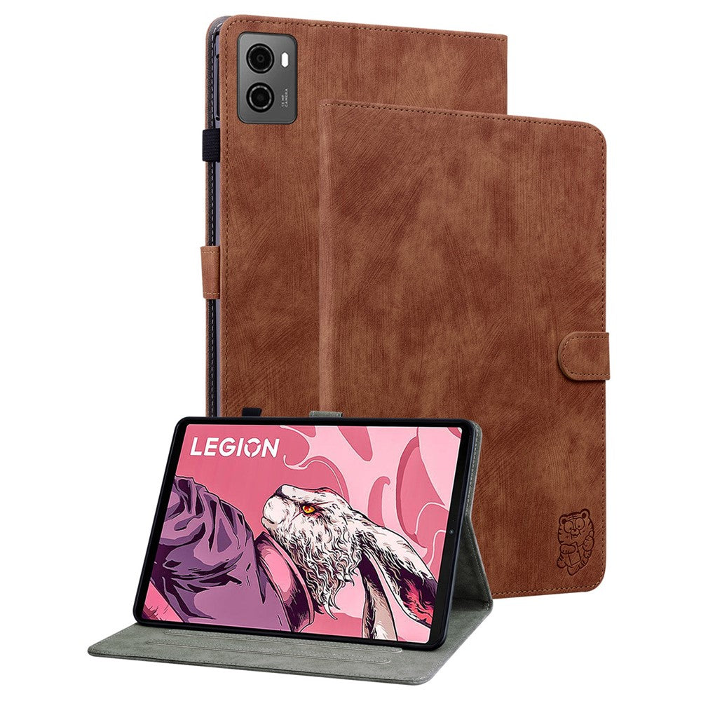For Lenovo Legion Y700 (2023) / Tab Gen 2 Cover Imprinted Stand PU Leather Card Holder Tablet Case - Brown