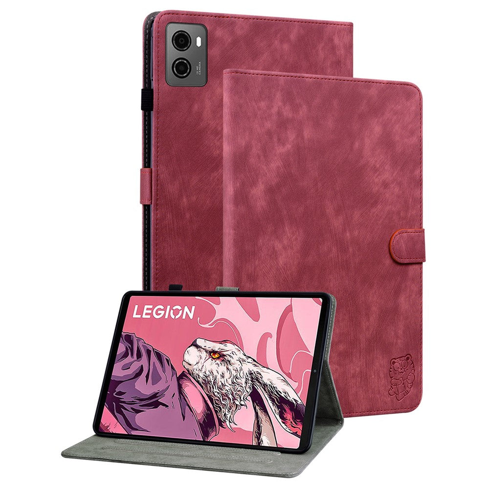 For Lenovo Legion Y700 (2023) / Tab Gen 2 Cover Imprinted Stand PU Leather Card Holder Tablet Case - Red