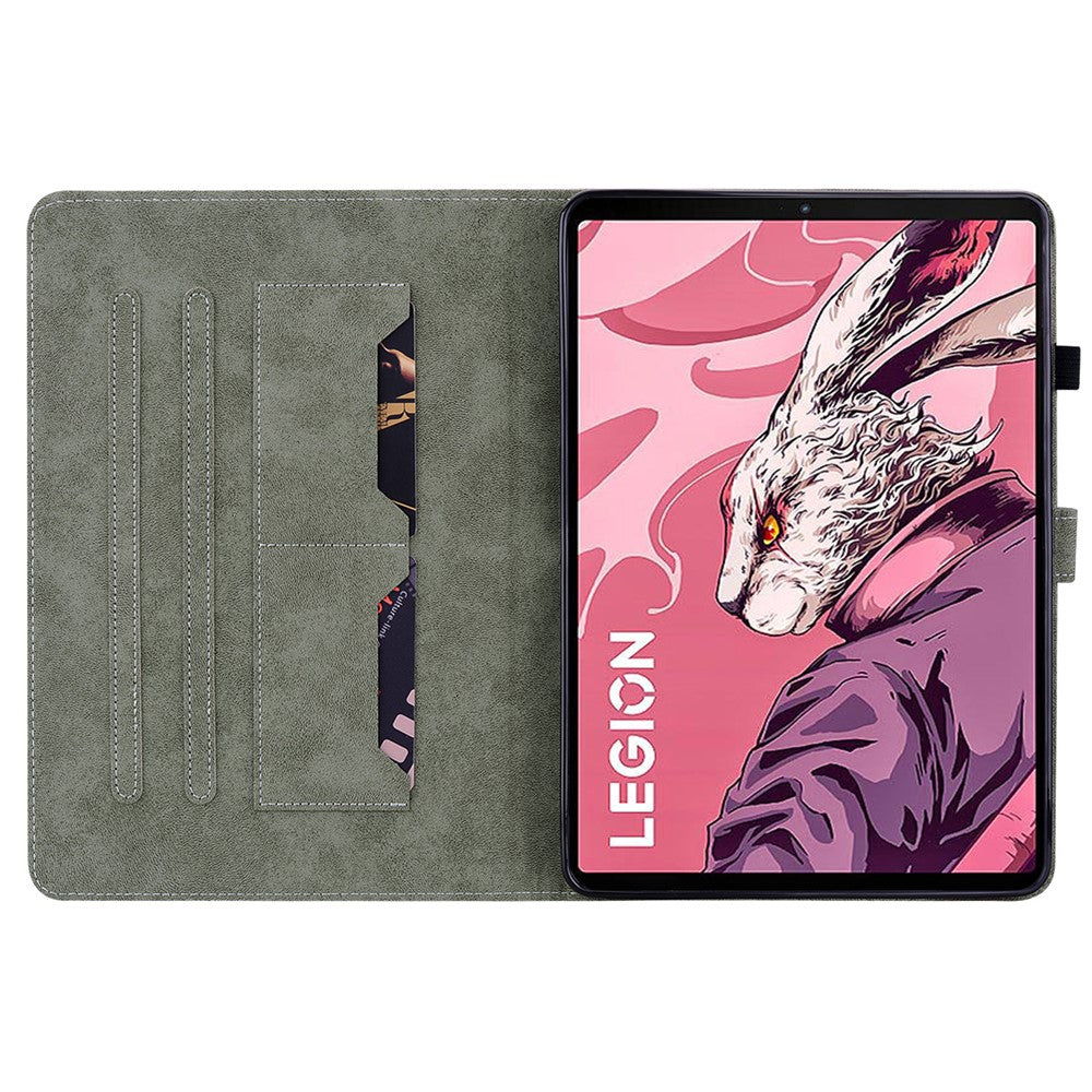 For Lenovo Legion Y700 (2023) / Tab Gen 2 Cover Imprinted Stand PU Leather Card Holder Tablet Case - Black