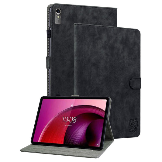 For Lenovo Tab M10 5G Anti-drop Case Imprinted PU Leather Card Holder Tablet Cover - Black