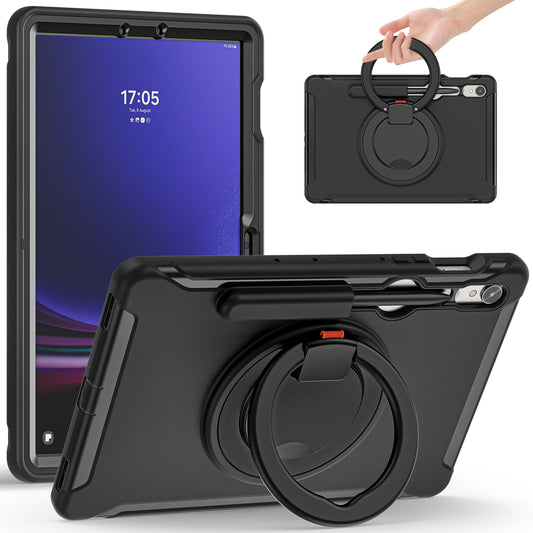 For Samsung Galaxy Tab S9 FE / S7 T870 / S8 X700 / S9 X710 Case Kickstand Tablet Cover with Pen Slot - Black