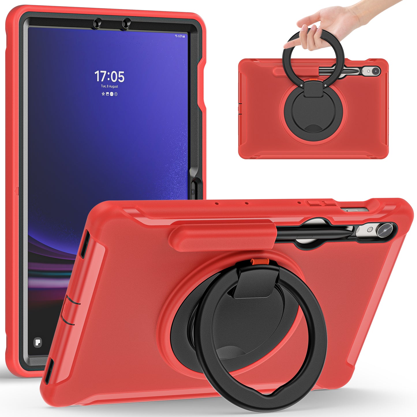 For Samsung Galaxy Tab S9 FE / S7 T870 / S8 X700 / S9 X710 Case Kickstand Tablet Cover with Pen Slot - Red