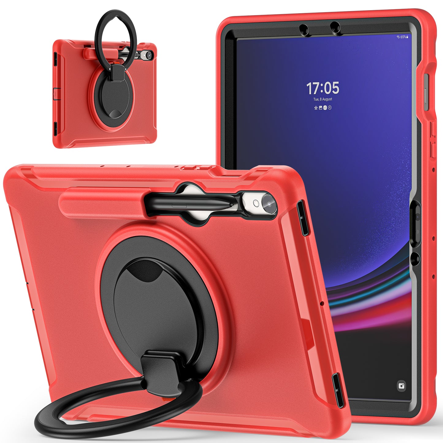 For Samsung Galaxy Tab S9 FE / S7 T870 / S8 X700 / S9 X710 Case Kickstand Tablet Cover with Pen Slot - Red