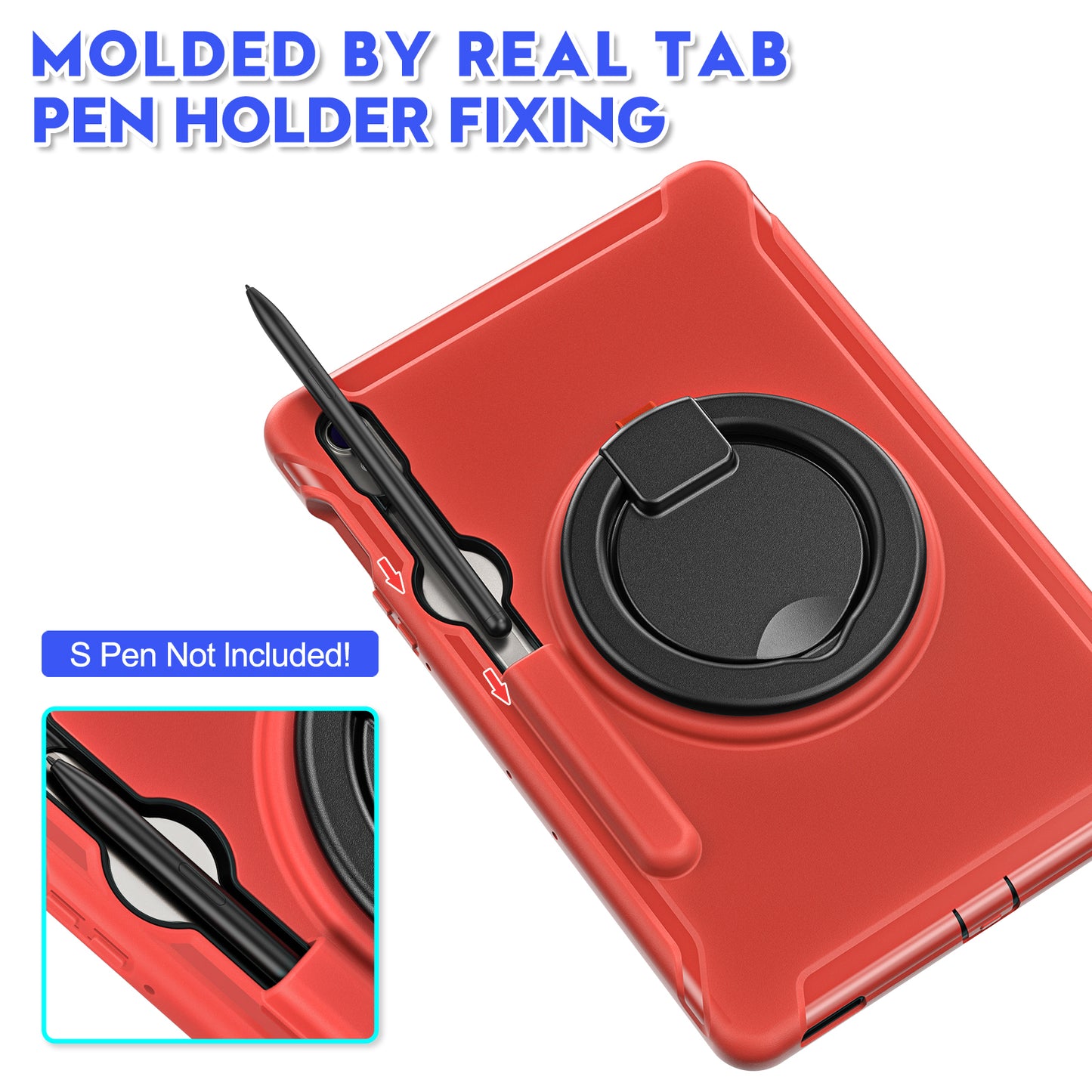 For Samsung Galaxy Tab S9 FE / S7 T870 / S8 X700 / S9 X710 Case Kickstand Tablet Cover with Pen Slot - Red