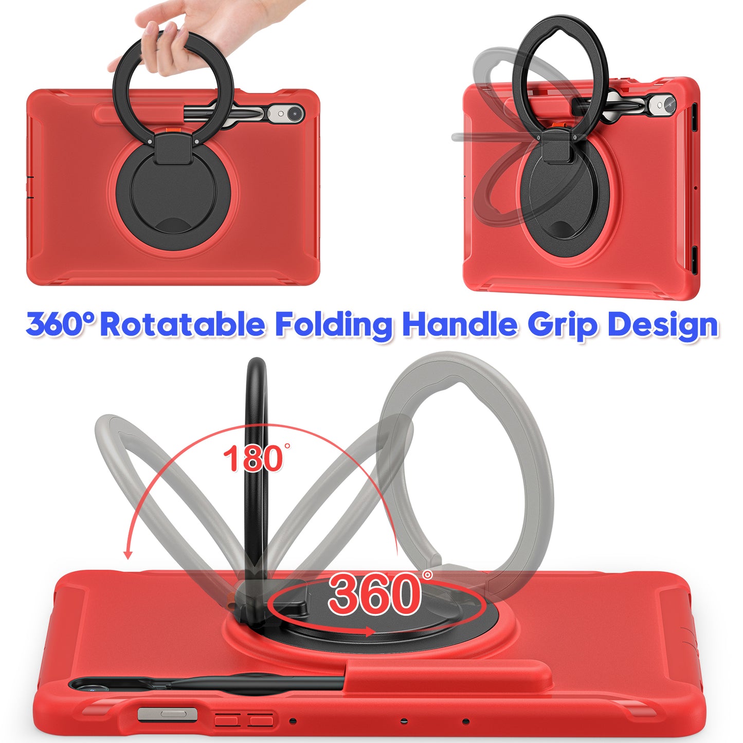 For Samsung Galaxy Tab S9 FE / S7 T870 / S8 X700 / S9 X710 Case Kickstand Tablet Cover with Pen Slot - Red