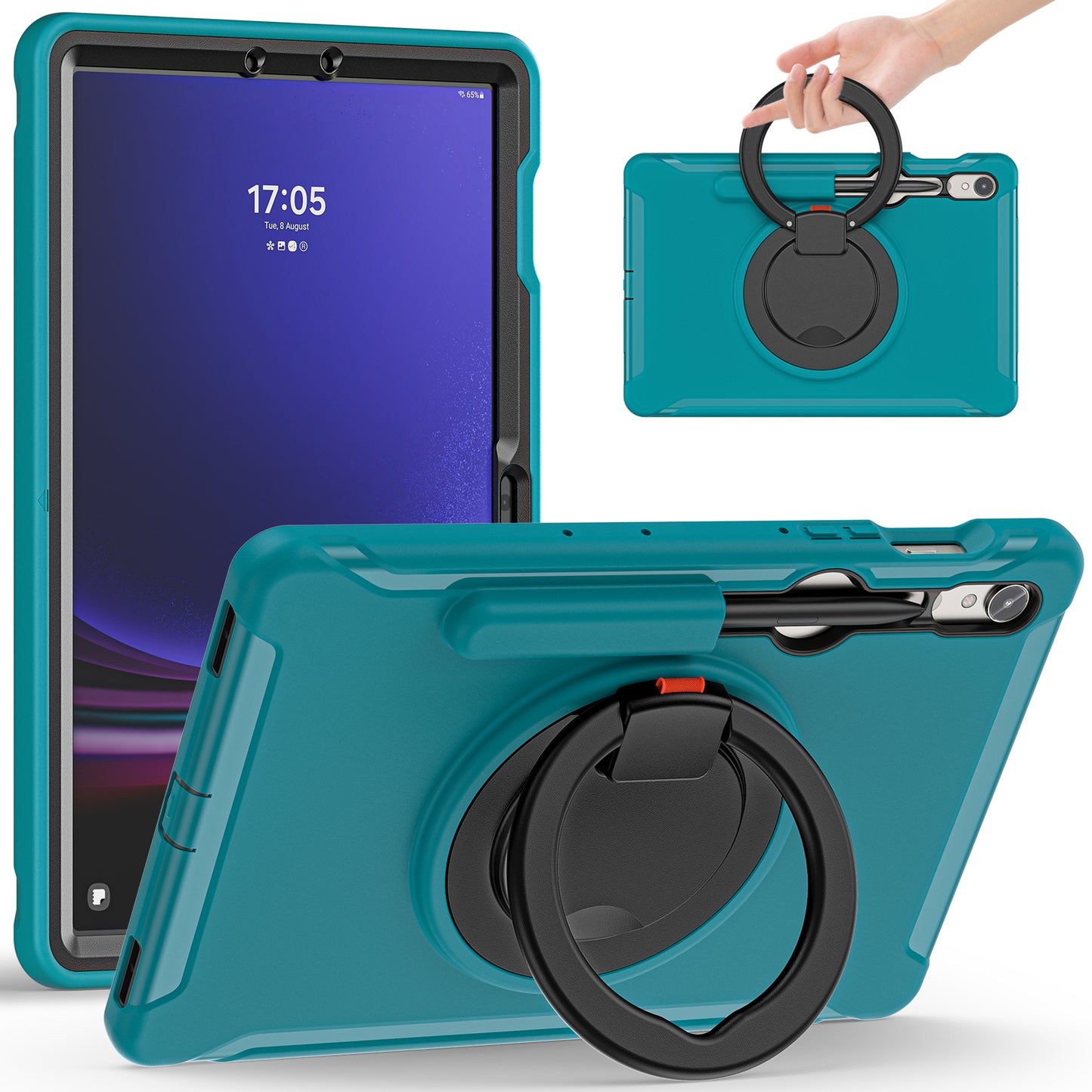 For Samsung Galaxy Tab S9 FE / S7 T870 / S8 X700 / S9 X710 Case Kickstand Tablet Cover with Pen Slot - Blue