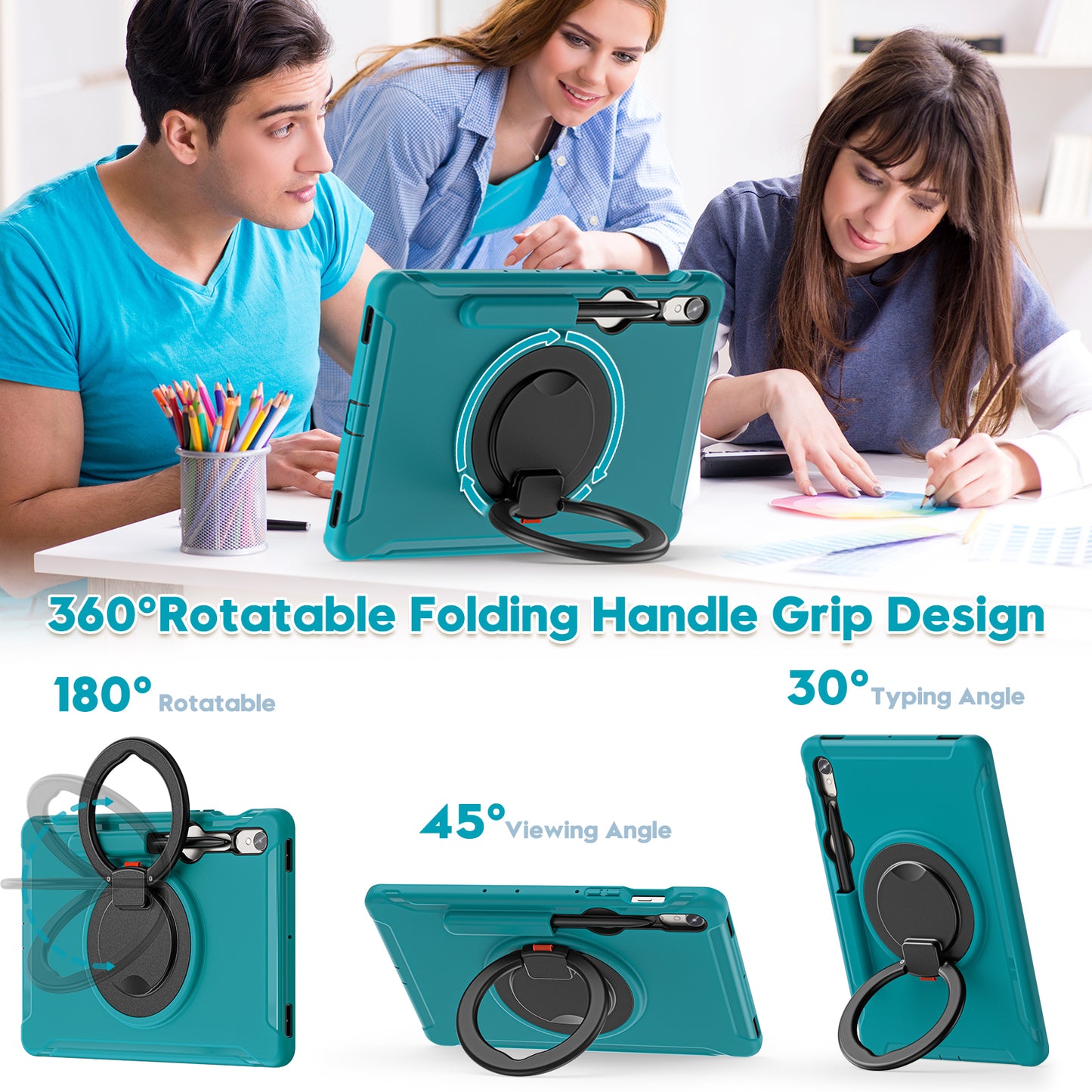 For Samsung Galaxy Tab S9 FE / S7 T870 / S8 X700 / S9 X710 Case Kickstand Tablet Cover with Pen Slot - Blue