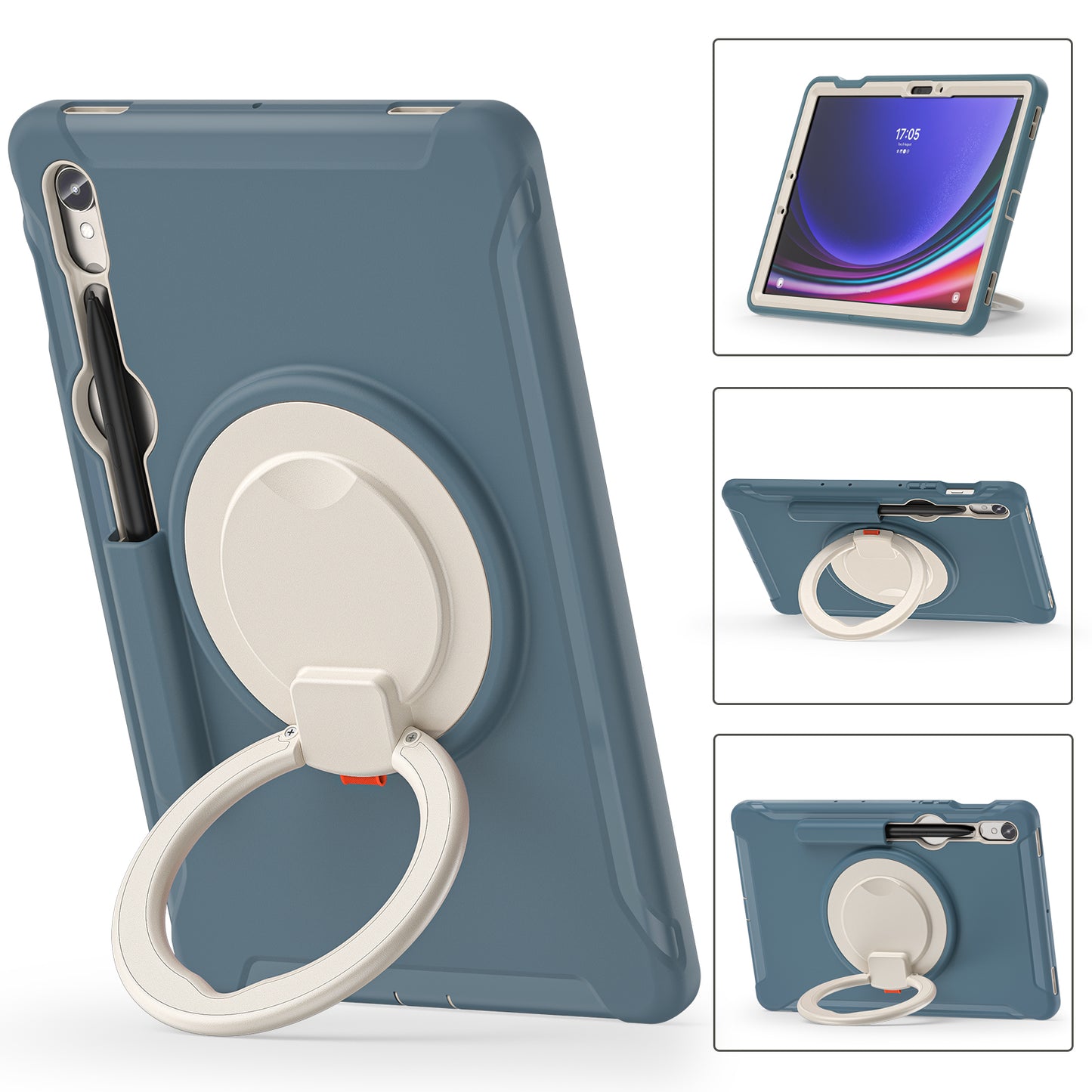 For Samsung Galaxy Tab S9 FE / S7 T870 / S8 X700 / S9 X710 Case Kickstand Tablet Cover with Pen Slot - Cornflower Blue