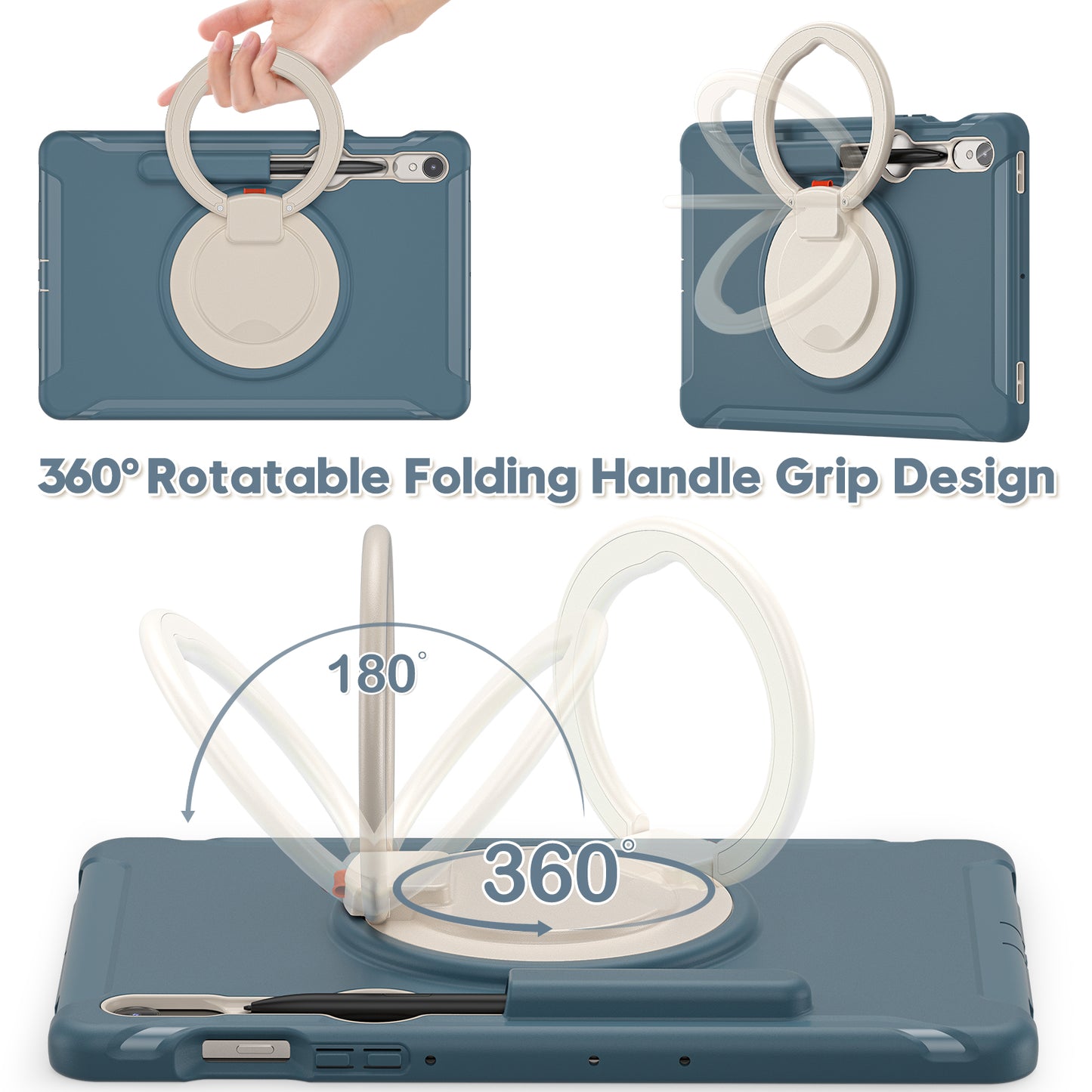 For Samsung Galaxy Tab S9 FE / S7 T870 / S8 X700 / S9 X710 Case Kickstand Tablet Cover with Pen Slot - Cornflower Blue