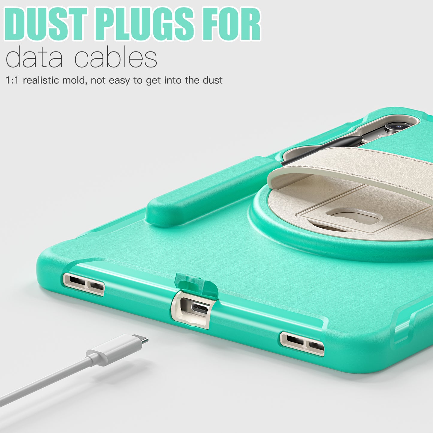 For Samsung Galaxy Tab S9 FE / S7 T870 / S8 X700 / S9 X710 Case PC+TPU Kickstand Tablet Cover with Pen Slot - Mint Green