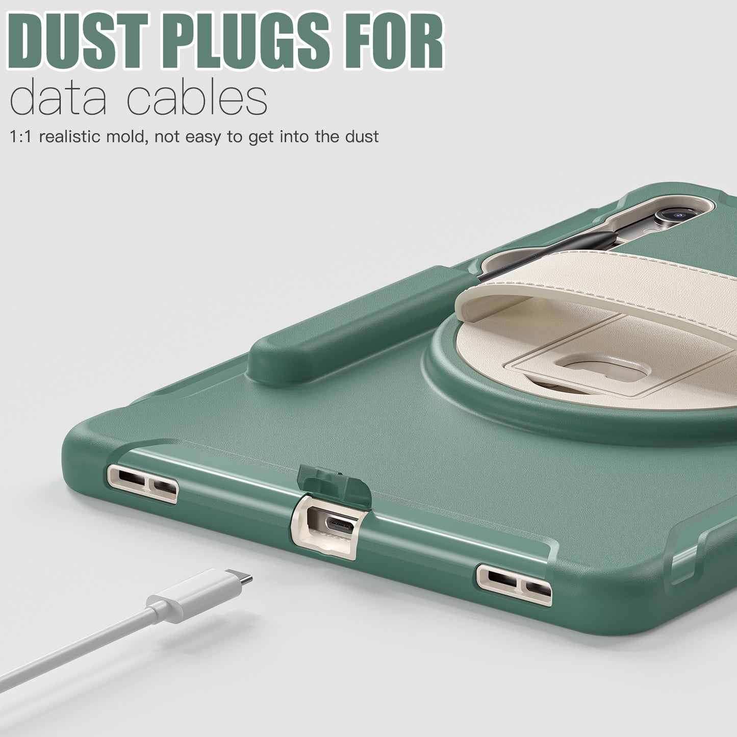 For Samsung Galaxy Tab S9 FE / S7 T870 / S8 X700 / S9 X710 Case PC+TPU Kickstand Tablet Cover with Pen Slot - Emerald Green