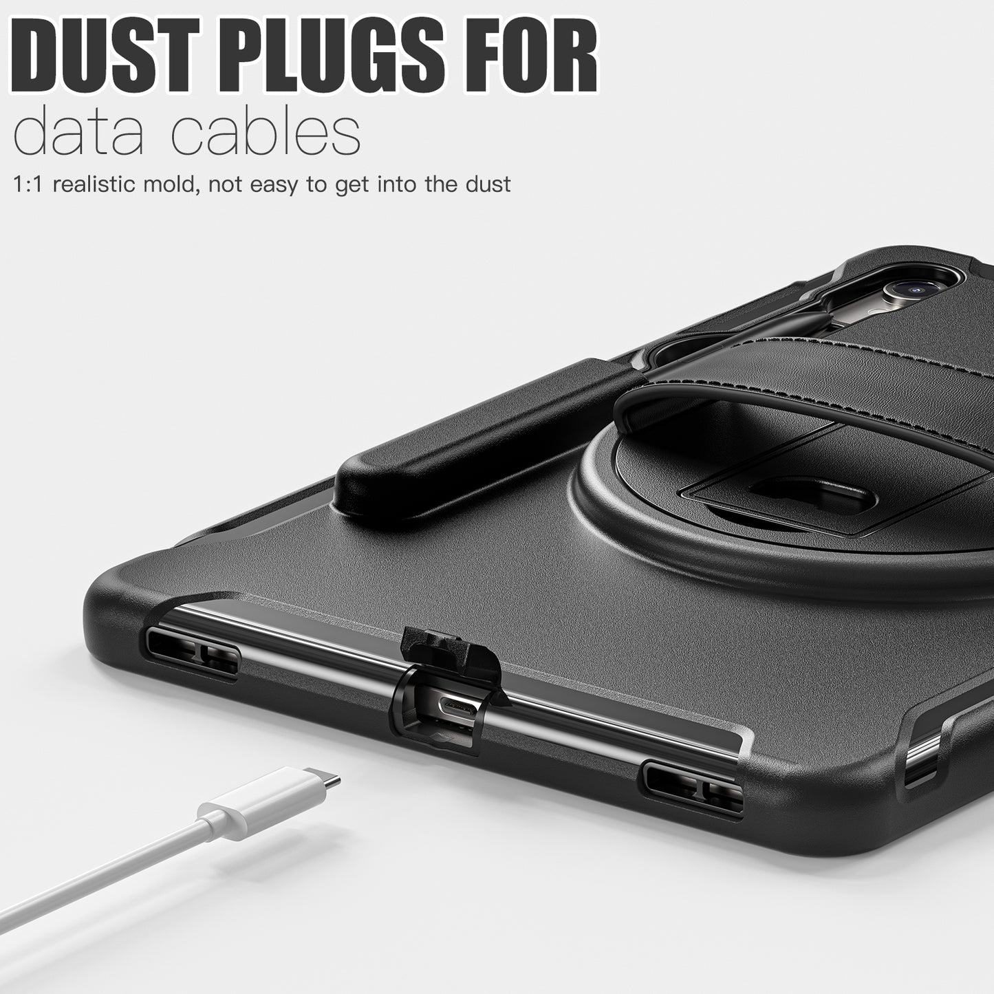 For Samsung Galaxy Tab S9 FE / S7 T870 / S8 X700 / S9 X710 Case PC+TPU Kickstand Tablet Cover with Pen Slot - Black