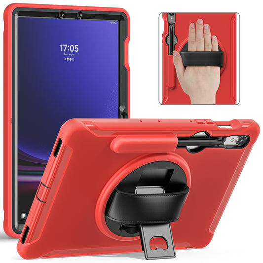 For Samsung Galaxy Tab S9 FE / S7 T870 / S8 X700 / S9 X710 Case PC+TPU Kickstand Tablet Cover with Pen Slot - Red