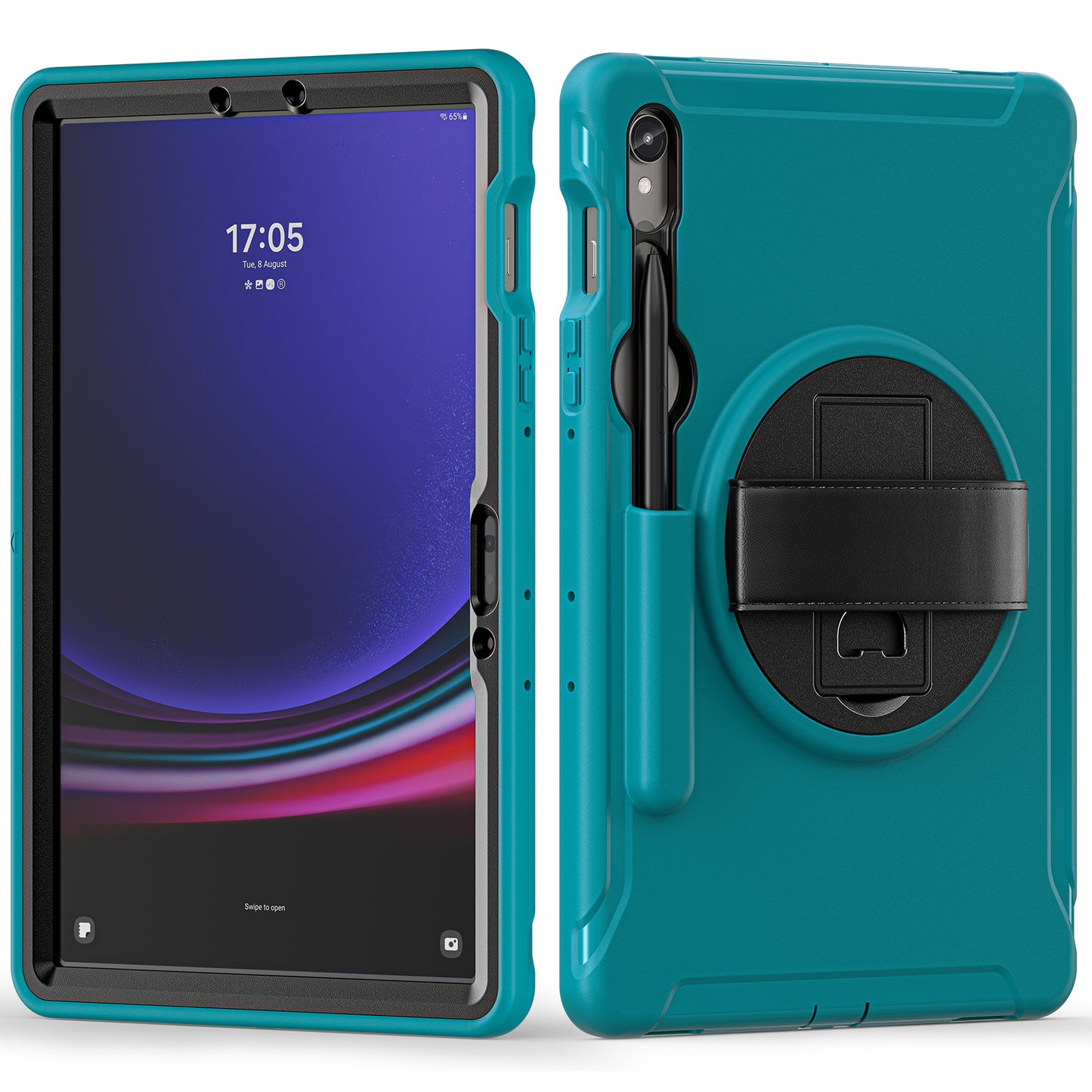 For Samsung Galaxy Tab S9 FE / S7 T870 / S8 X700 / S9 X710 Case PC+TPU Kickstand Tablet Cover with Pen Slot - Blue