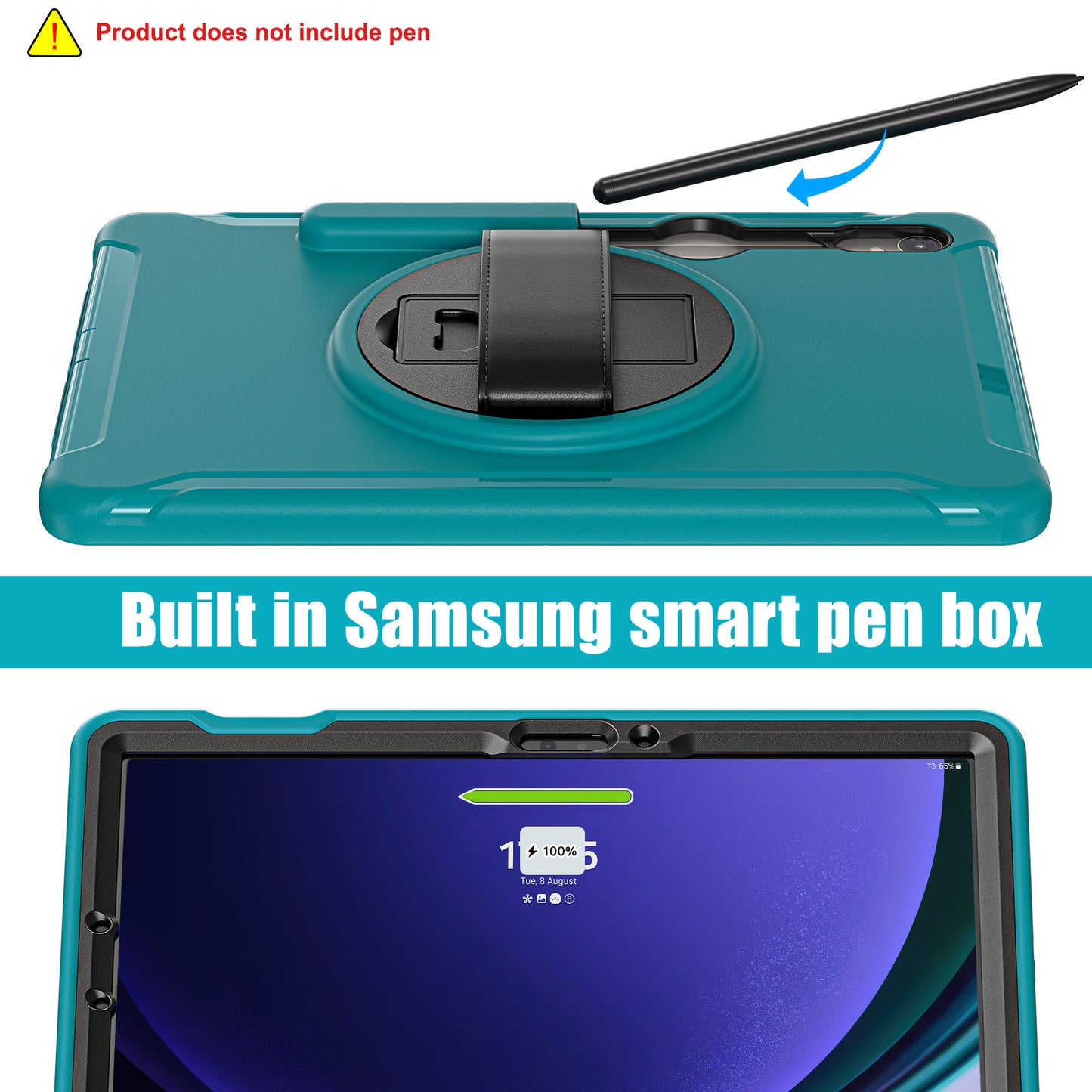 For Samsung Galaxy Tab S9 FE / S7 T870 / S8 X700 / S9 X710 Case PC+TPU Kickstand Tablet Cover with Pen Slot - Blue