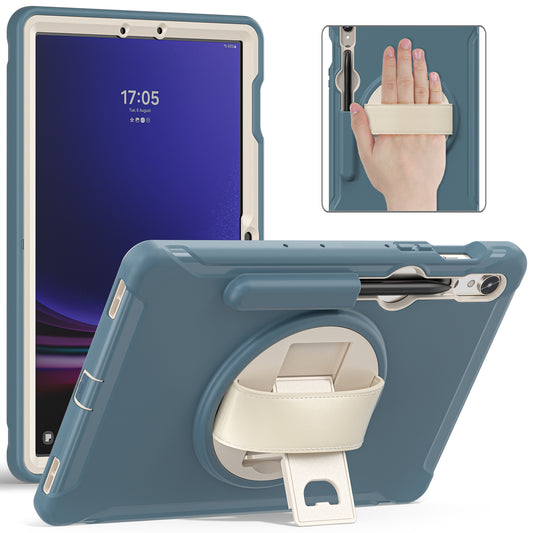 For Samsung Galaxy Tab S9 FE / S7 T870 / S8 X700 / S9 X710 Case PC+TPU Kickstand Tablet Cover with Pen Slot - Cornflower Blue