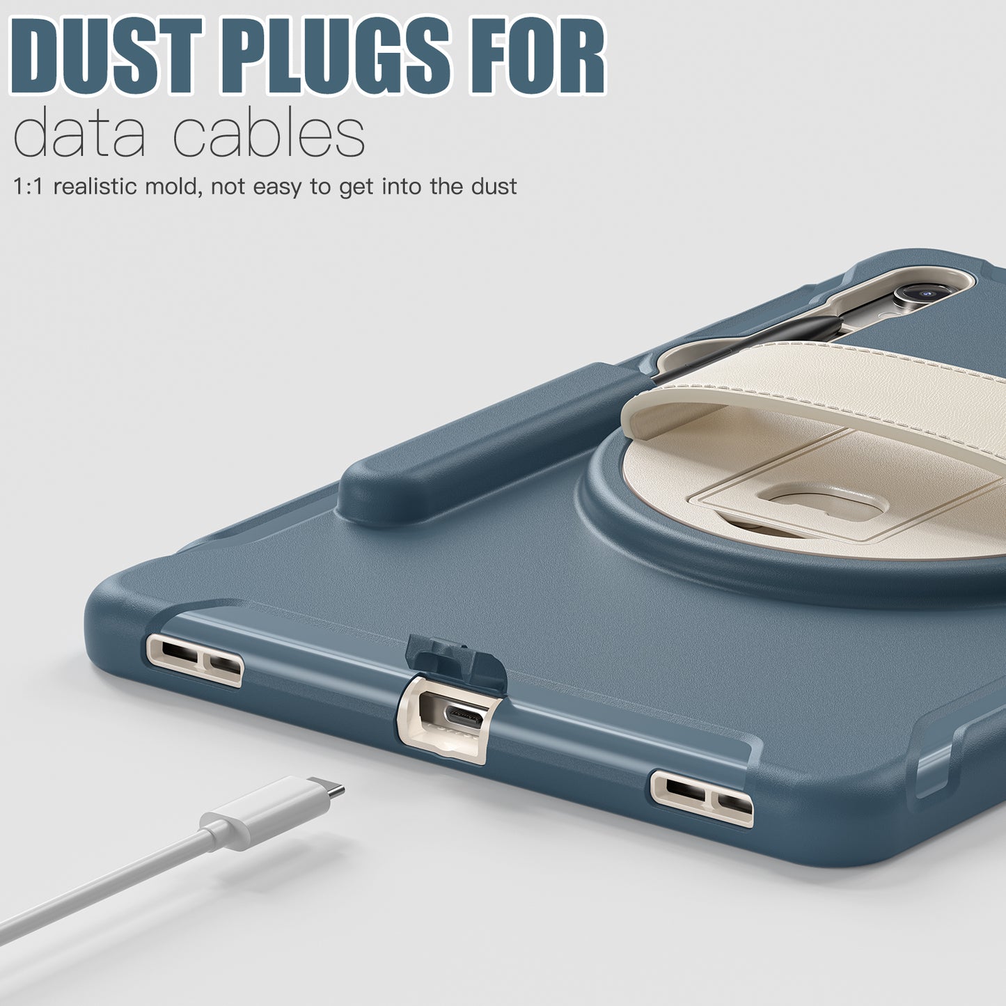 For Samsung Galaxy Tab S9 FE / S7 T870 / S8 X700 / S9 X710 Case PC+TPU Kickstand Tablet Cover with Pen Slot - Cornflower Blue