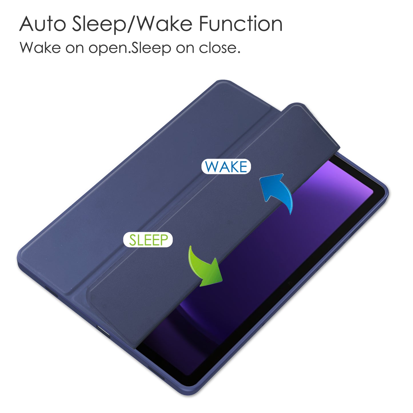 For Samsung Galaxy Tab S9 FE Tablet Case Leather+TPU+Acrylic Stand Cover with Pen Slot - Dark Blue