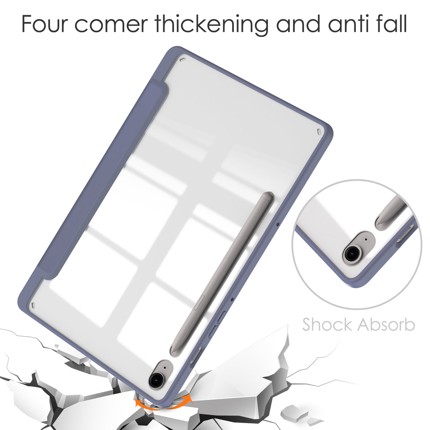 For Samsung Galaxy Tab S9 FE Tablet Case Leather+TPU+Acrylic Stand Cover with Pen Slot - Purple