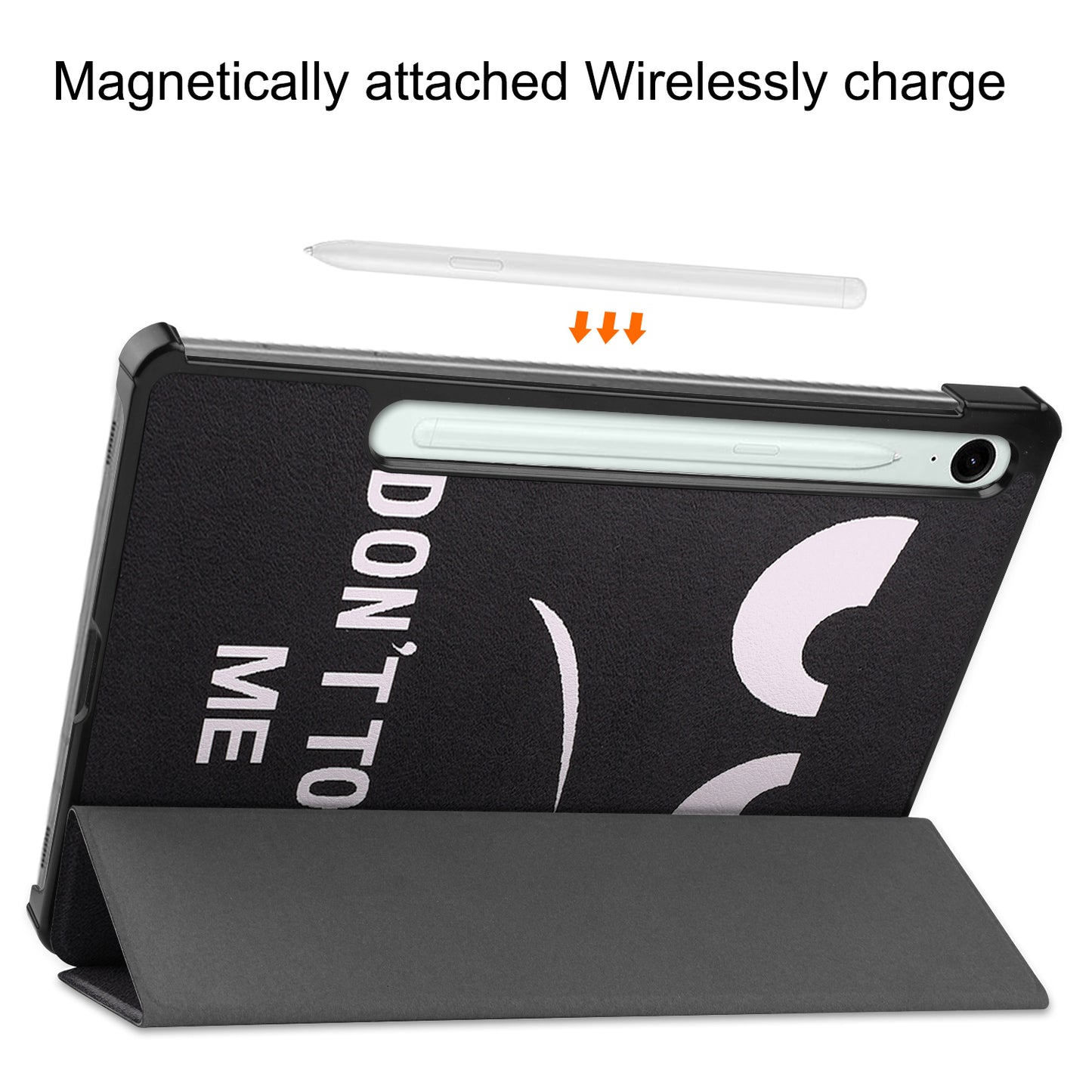 For Samsung Galaxy Tab S9 FE Case Pattern Printing Trifold Stand Tablet Cover - Don&#39;t Touch Me