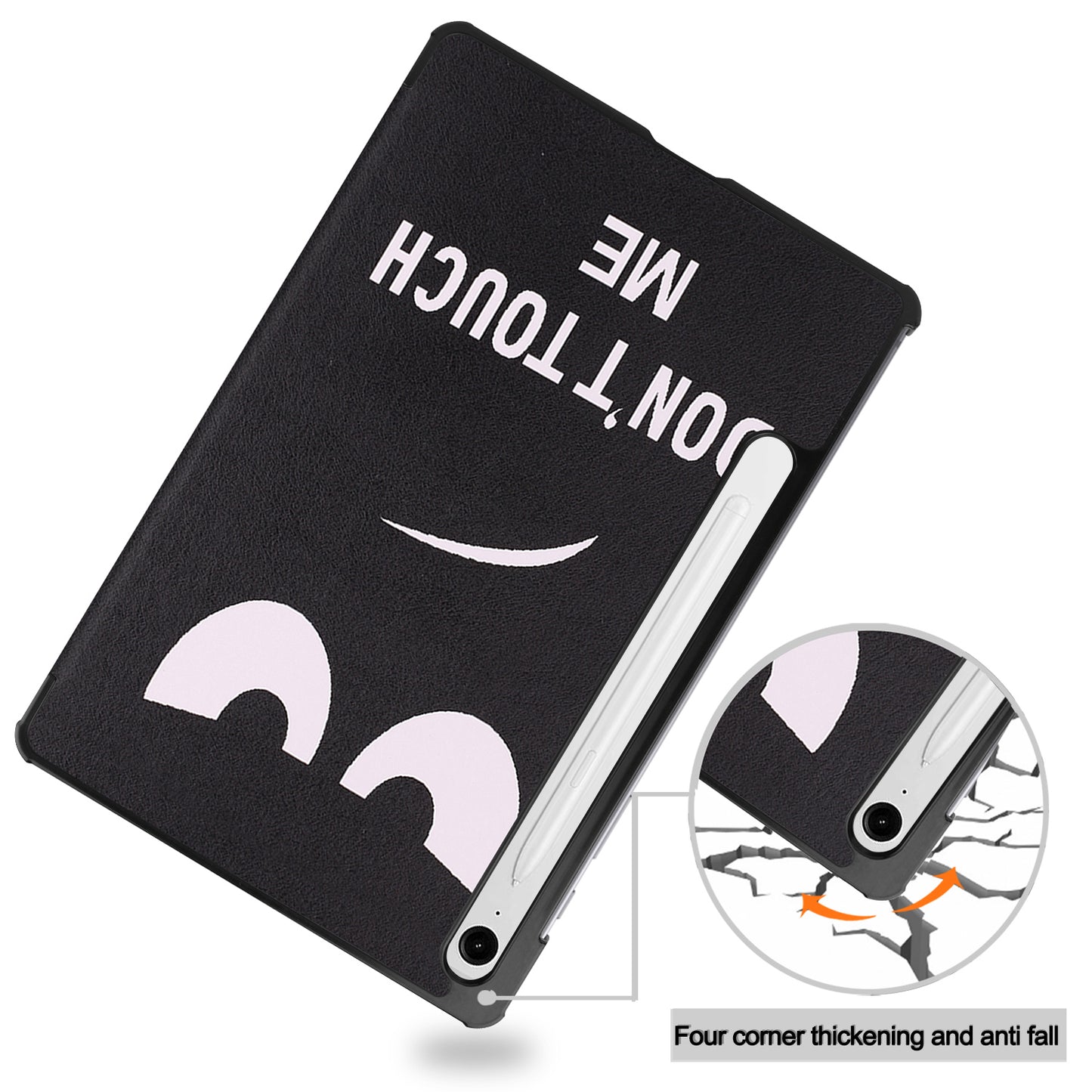 For Samsung Galaxy Tab S9 FE Case Pattern Printing Trifold Stand Tablet Cover - Don&#39;t Touch Me