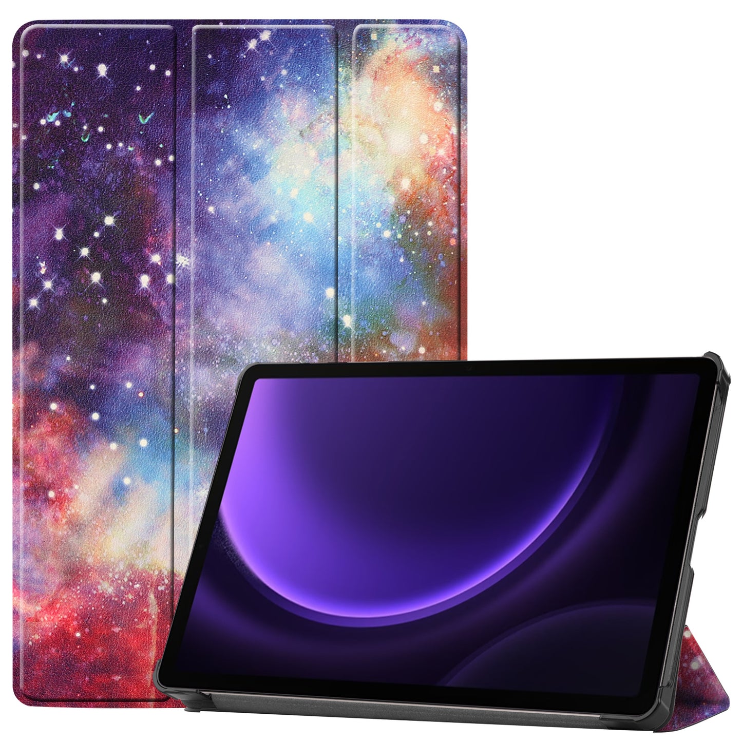 For Samsung Galaxy Tab S9 FE Case Pattern Printing Trifold Stand Tablet Cover - Galaxy