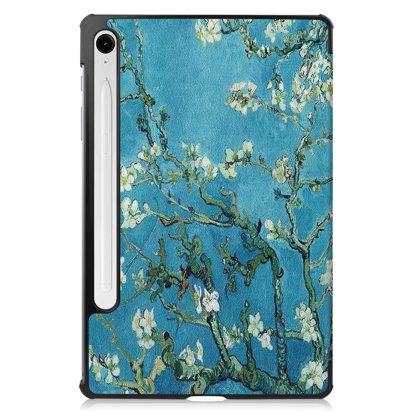 For Samsung Galaxy Tab S9 FE Case Pattern Printing Trifold Stand Tablet Cover - Apricot Blossom