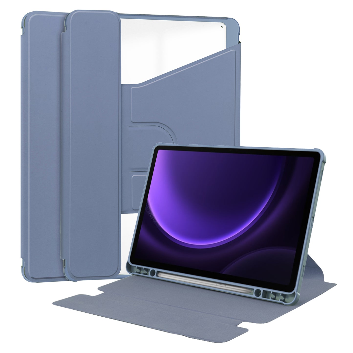 For Samsung Galaxy Tab S9 FE Case Leather+Acrylic Stand Tablet Cover (without Keyboard) - Purple