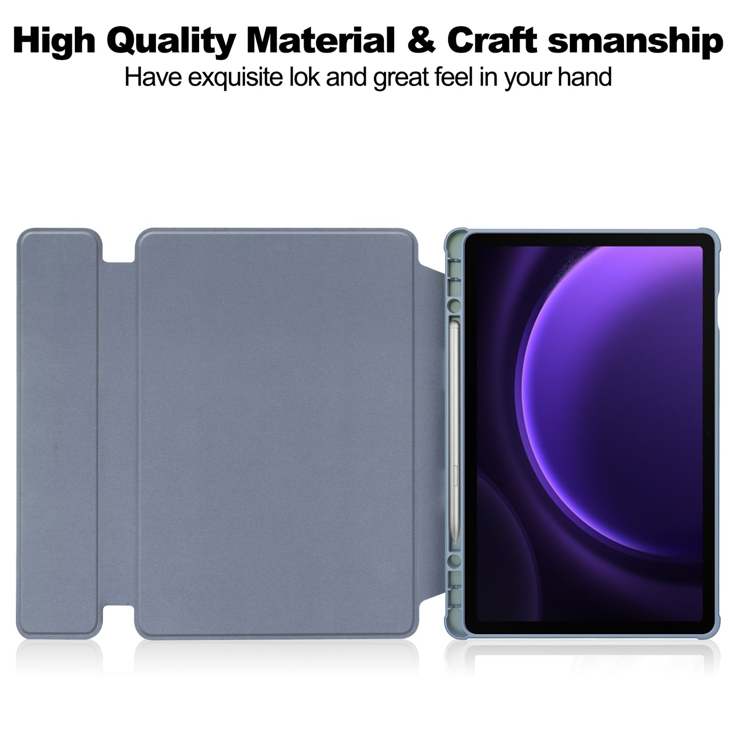 For Samsung Galaxy Tab S9 FE Case Leather+Acrylic Stand Tablet Cover (without Keyboard) - Purple