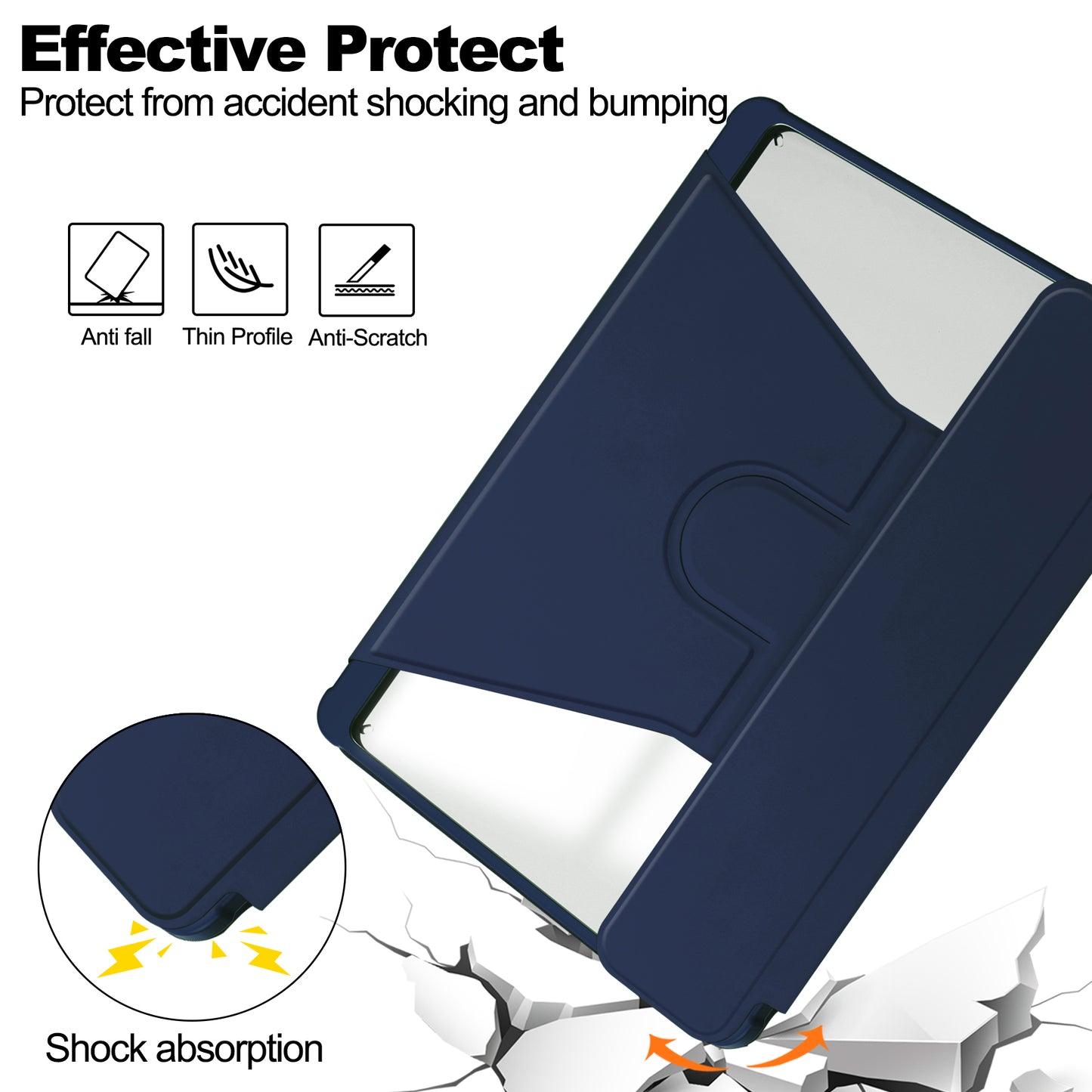 For Samsung Galaxy Tab S9 FE Case Leather+Acrylic Stand Tablet Cover (without Keyboard) - Dark Blue