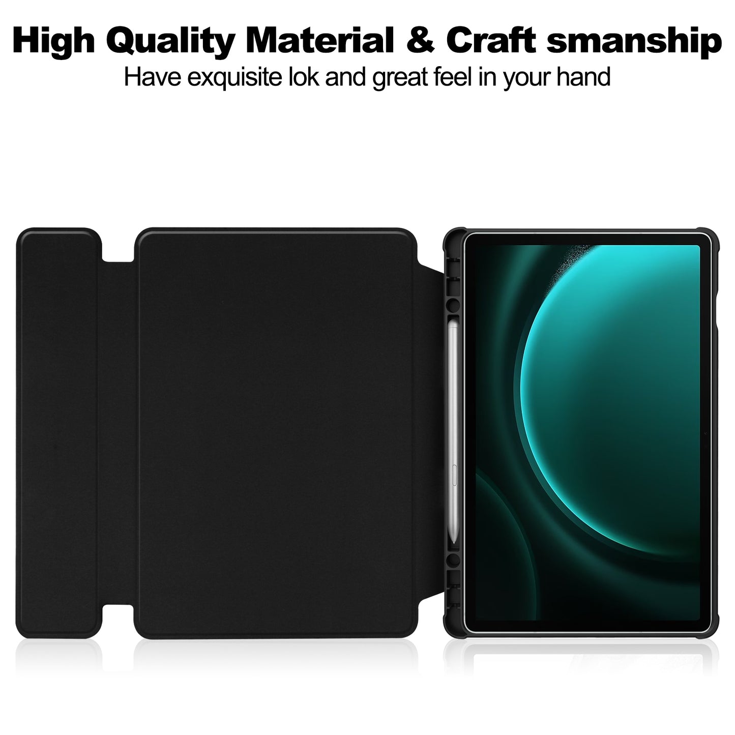 For Samsung Galaxy Tab S9 FE+ Case Rotating Stand Tablet Cover (without Keyboard) - Black